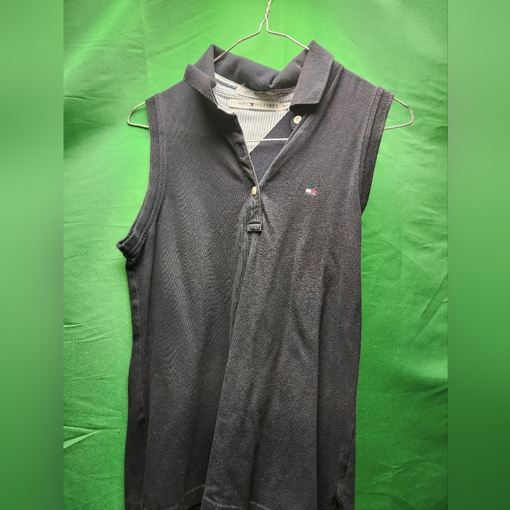 Women's tommy golf sleeveless shirt dark blue size medium
